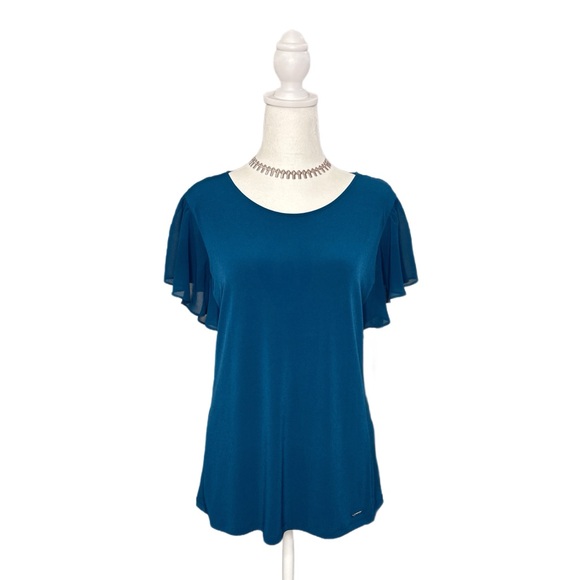 Calvin Klein Tops - Calvin Klein Blue Flutter Sleeve